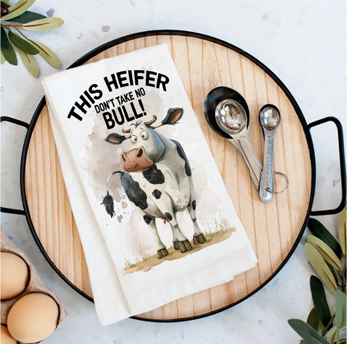 This Heifer Takes No Bull Cow Tea Towel