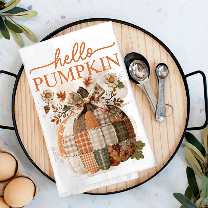 Hello Pumpkin Quilt patch Tea Towel