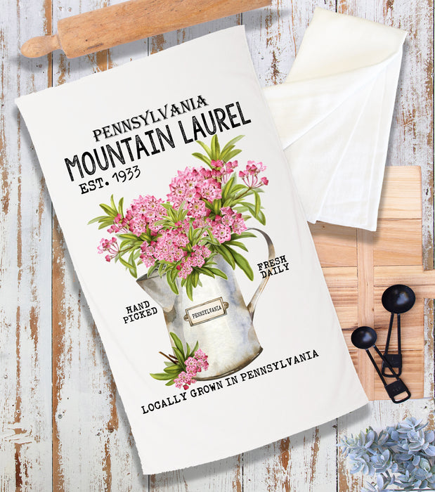 Pennsylvania State Flower Mountain Laurel Souvenir  Terry Towel