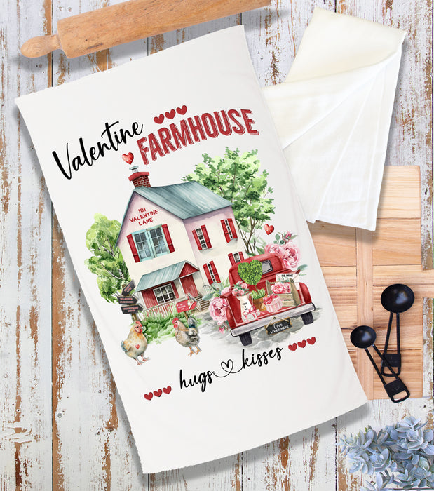 Valentine Farmhouse Hugs and Kisses Terry Cloth Towel