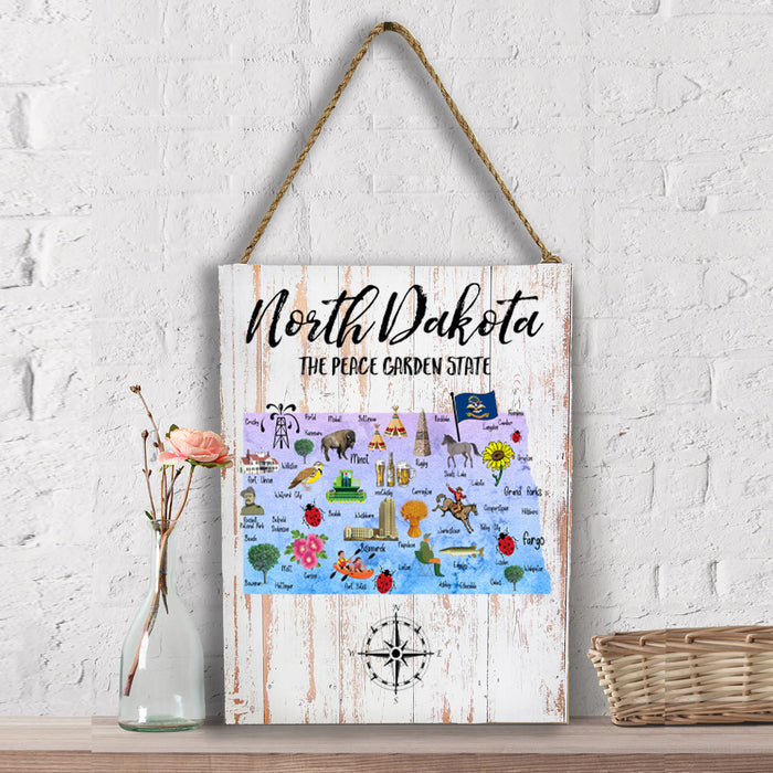 North Dakota State Map Wall Decor