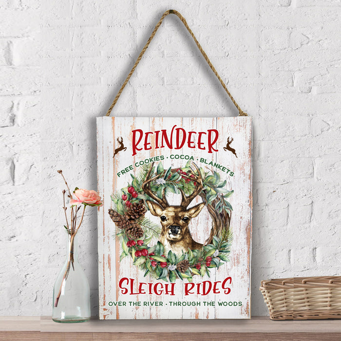 Christmas Reindeer Sleigh Rides Wall Decor
