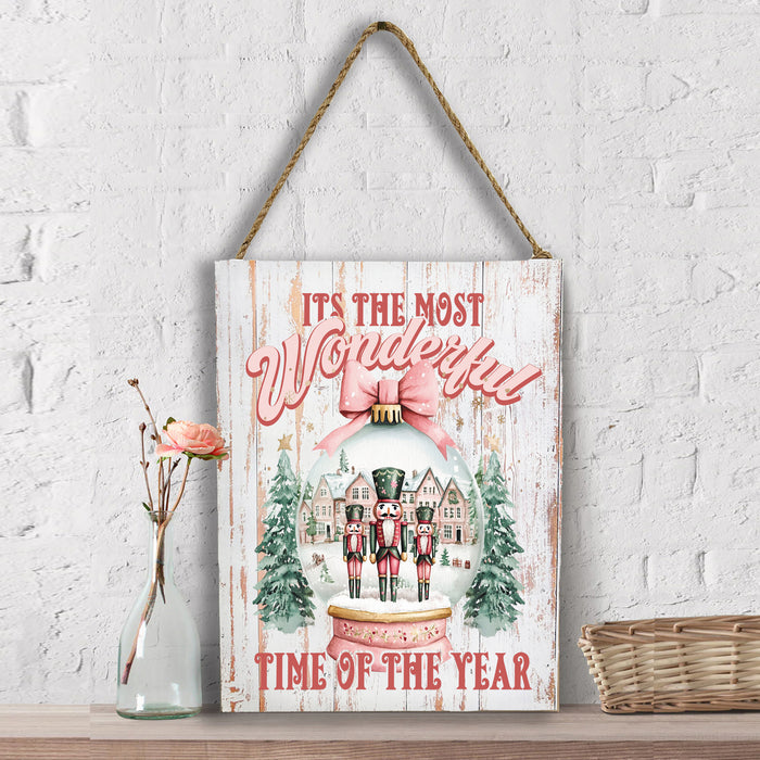 Pink Christmas Nutcracker Snow Globe Wall Decor