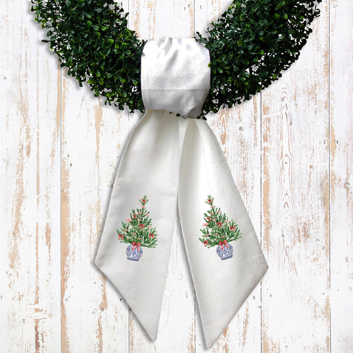 Chinoiserie Christmas Tree Wreath Sash