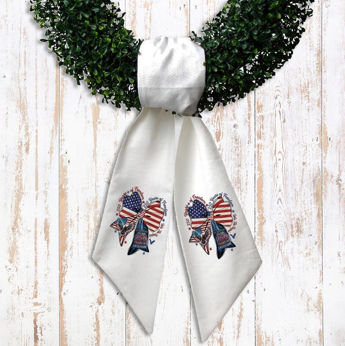 Patriotic Bow 250 Anniversary America Wreath Sash