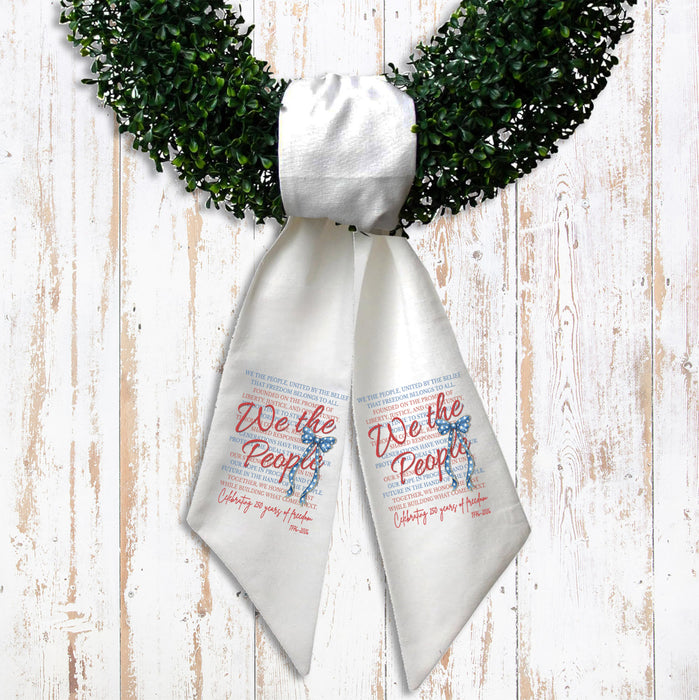 Patriotic We the People Bow 250 America Wreath Sash