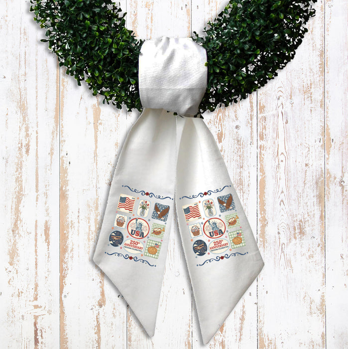 Patriotic Collage 250 Anniversary America Wreath Sash