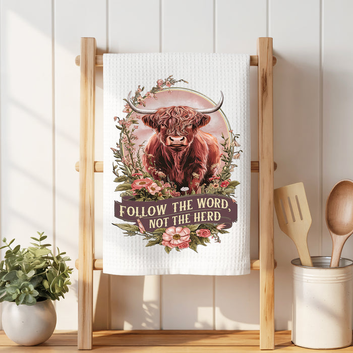 The Word not the Herd Western Spiritual  Waffle Weave Towel