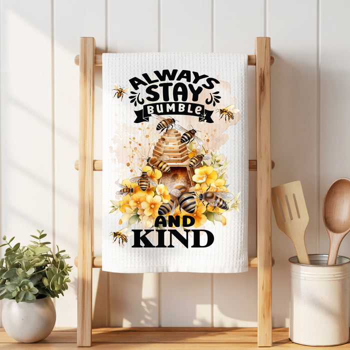 Always Stay Humble Bumble bee Spiritual Waffle Weave Towel