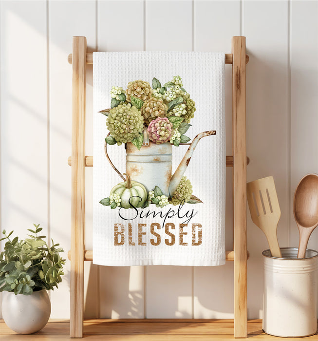 Fall Autumn Simply Blessed Waffle Weave Towel