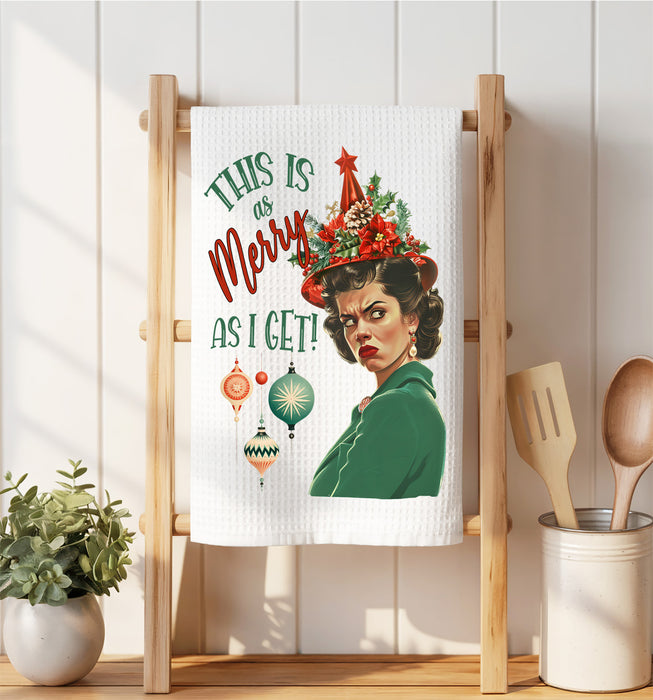 Christmas Funny This is my Merry Waffle Weave Towel