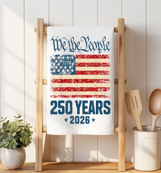 Patriotic We The People 250 America Waffle Weave Towel