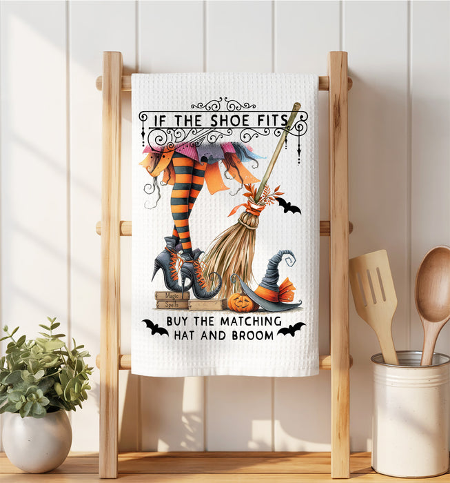 Halloween Witch of the Shoe Fits Waffle Weave Towel