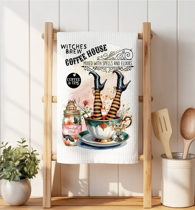 Halloween Witches brew Coffee Waffle Weave Towel