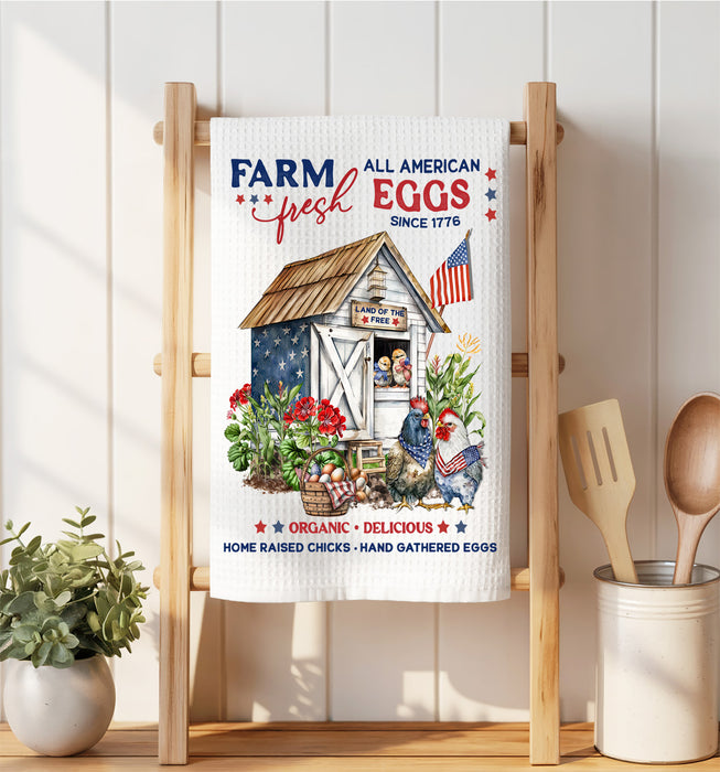 Farmhouse 4th of July Patriotic Coop Waffle Weave Towel