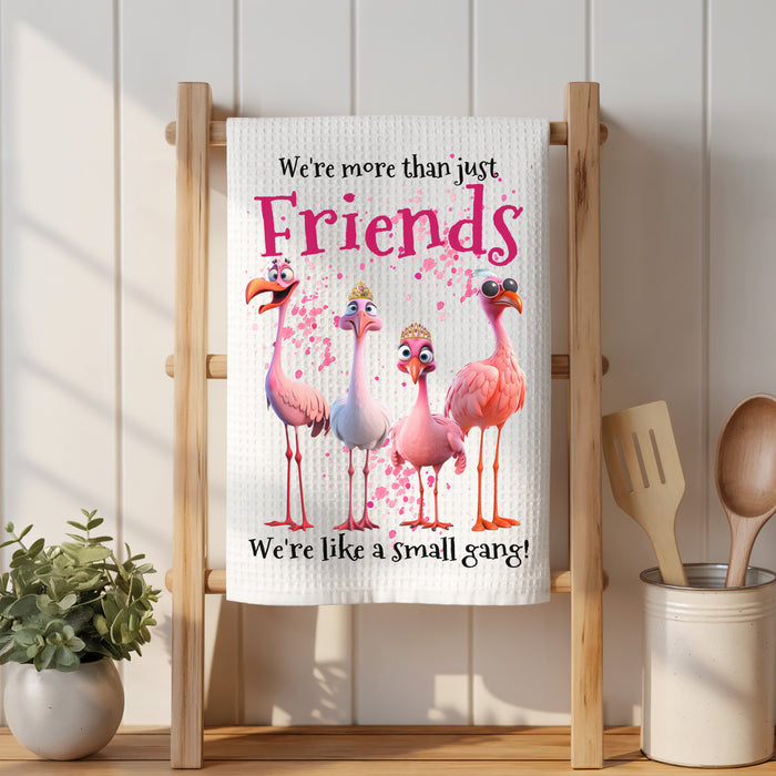 Flamingos Friends Small Gang Funny Waffle Weave Towel
