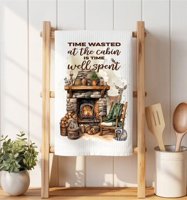 Time at the Cabin Well Spent Waffle Weave Towel