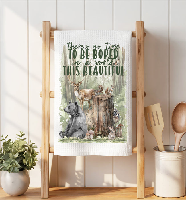 Woodland Animal World of beauty Waffle Weave Towel