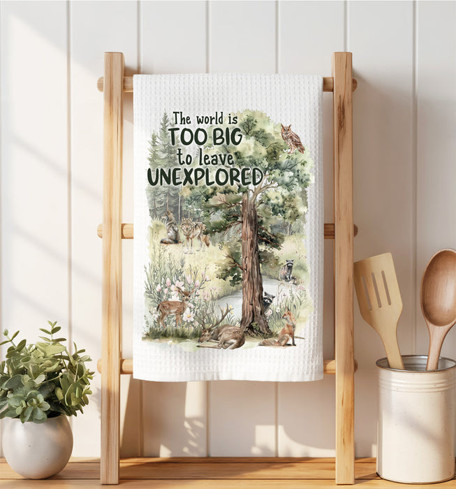 Woodland Animal Explore Wilderness Waffle Weave Towel