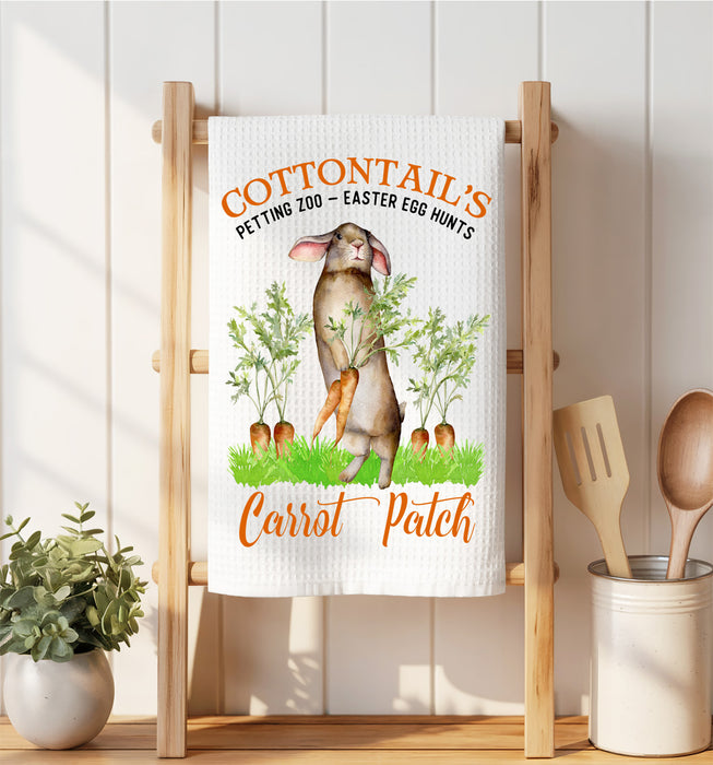 Easter Bunny Carrot Patch Waffle Weave Towel