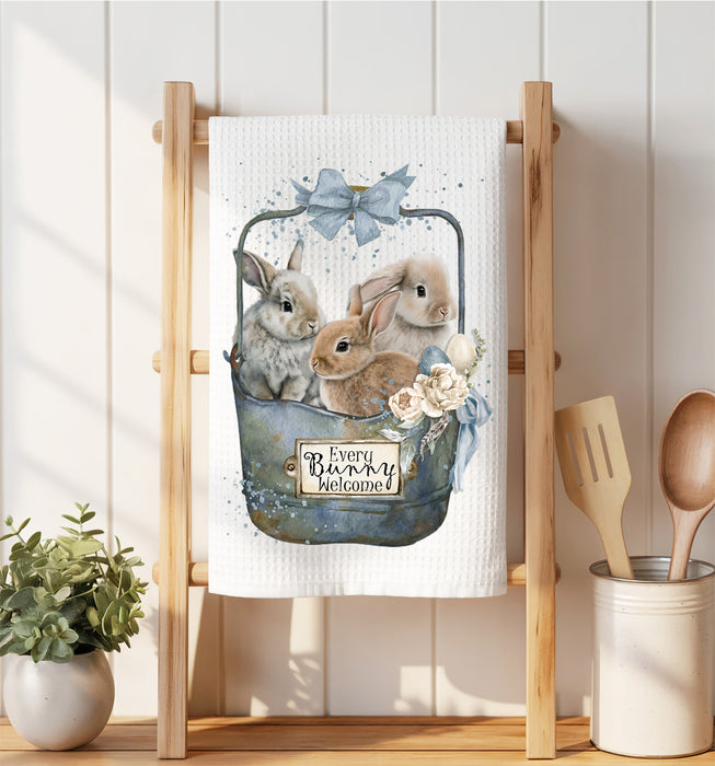 Easter Every Bunnies Welcome Waffle Weave Towel