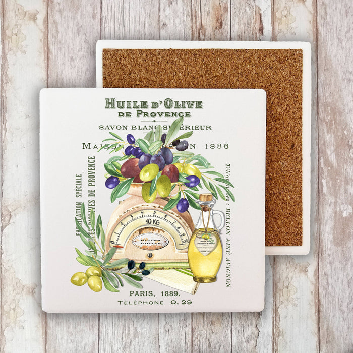 French Paris Huile D Olives Cotton Stone Coaster