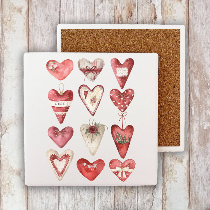 Valentine Farmhouse Country Hearts Stone Coaster