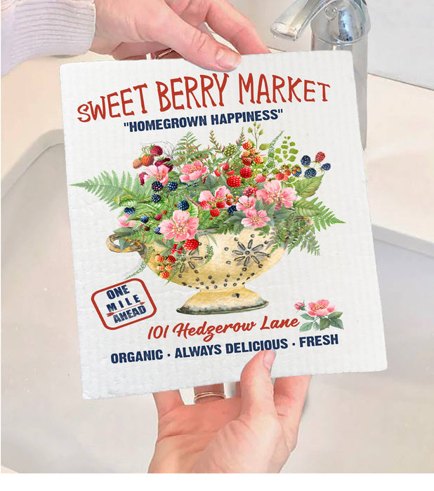 Farmhouse Sweet Blueberry Raspberry Swedish Dishcloth
