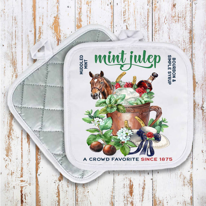 Derby Days Mint Julep Horses Pot Holder Oven Mitt