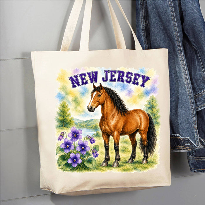 New Jersey State Bird and Animal Canvas Tote Bag
