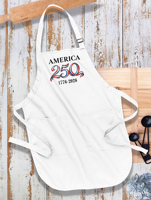 Patriotic Red White Blue 250 Anniversary Apron