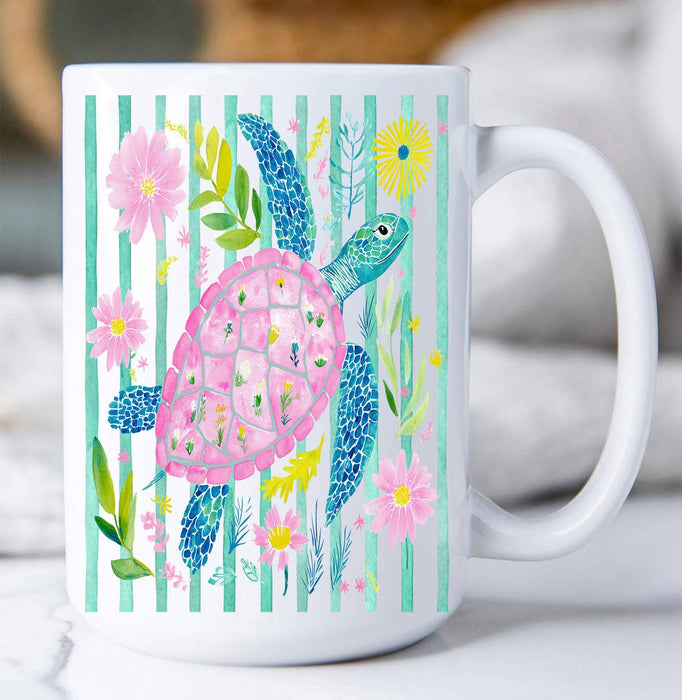 Coastal Sea Turtle Pastel Colors Coffee Mug