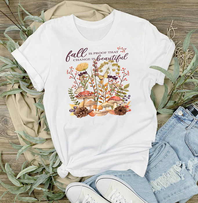 Fall is Beautiful Wildflower Mushroom  T-Shirt
