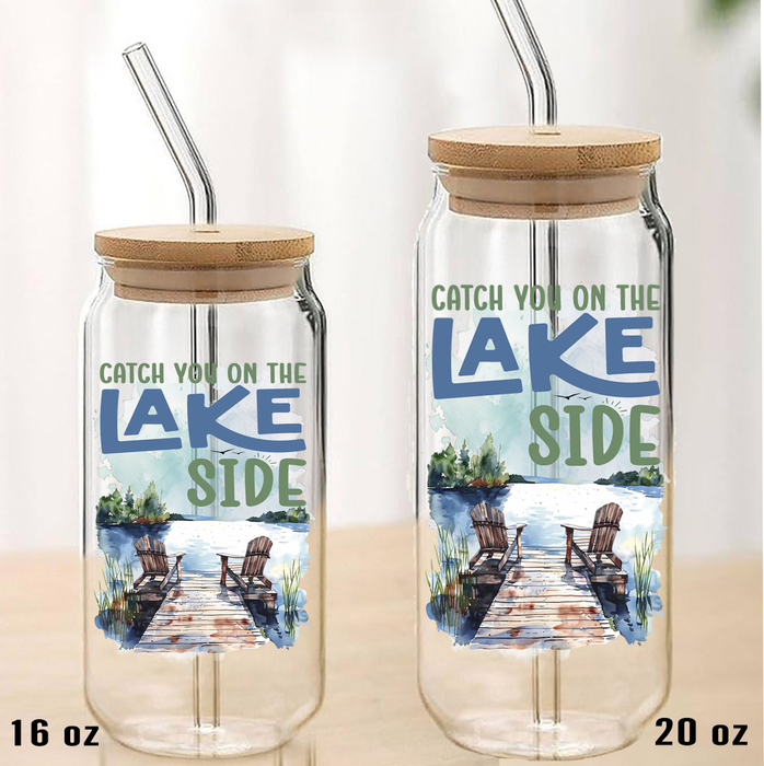 Catch you on the Lake Side Can Glass with Lid Straw