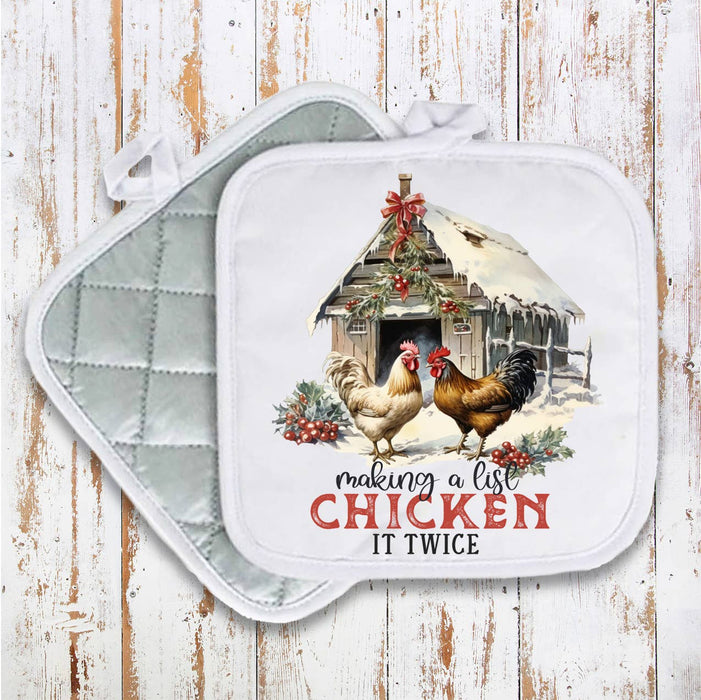 Christmas Making a List Chicken Pot Holder Oven Mitt