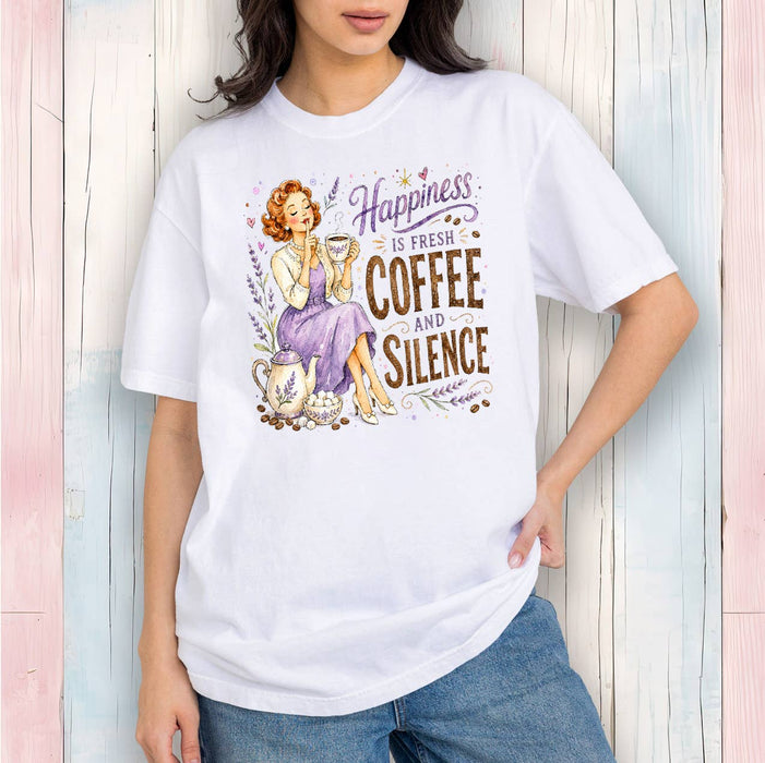 Housewives Happiness is Coffee and Silence T-Shirt