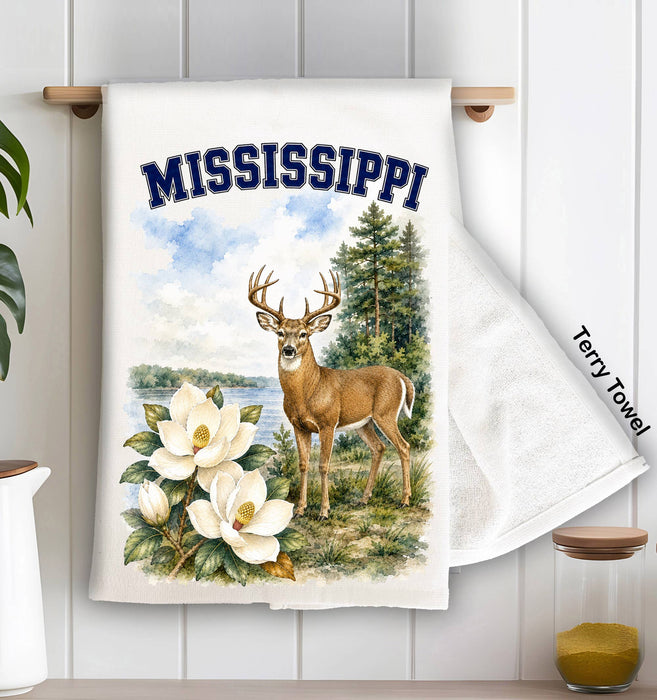 Mississippi State Bird and Animal Kitchen Terry Towel