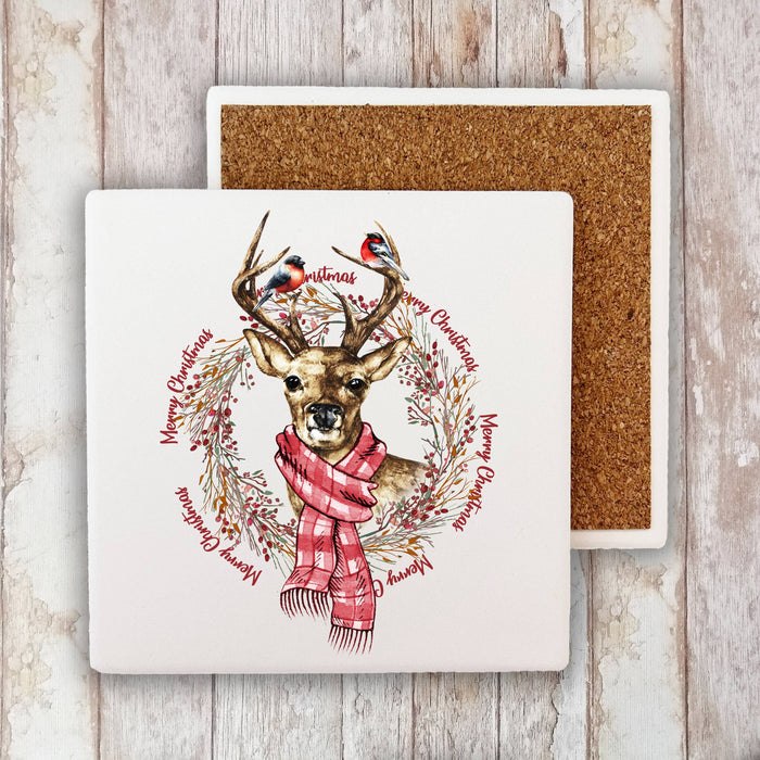 Christmas Reindeer Holiday Stone Coaster
