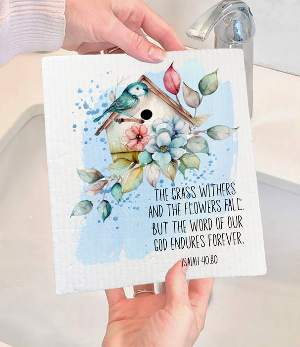 Spiritual The word of God Endures SWEDISH DISH CLOTH