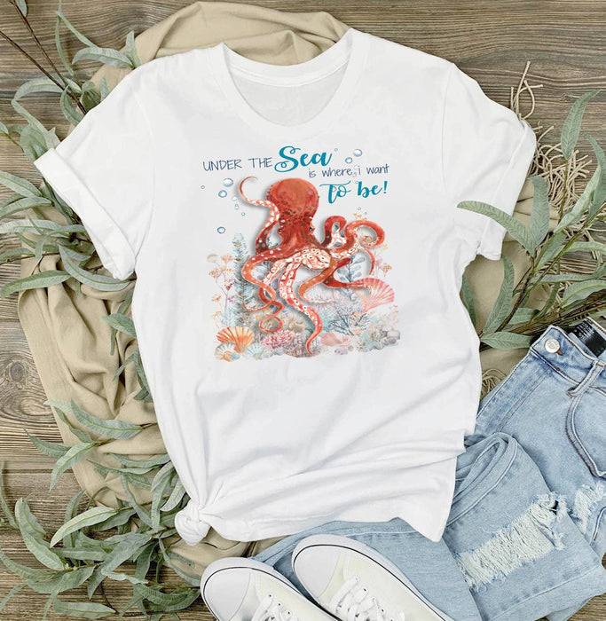 Under the Sea Octopus Coastal T-Shirt