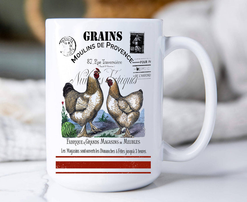 French Country Farm Chickens Coffee Mug
