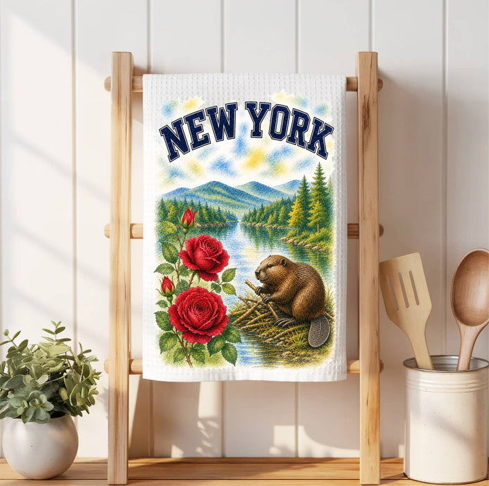 New York State Bird and Animal Waffle Weave Towel