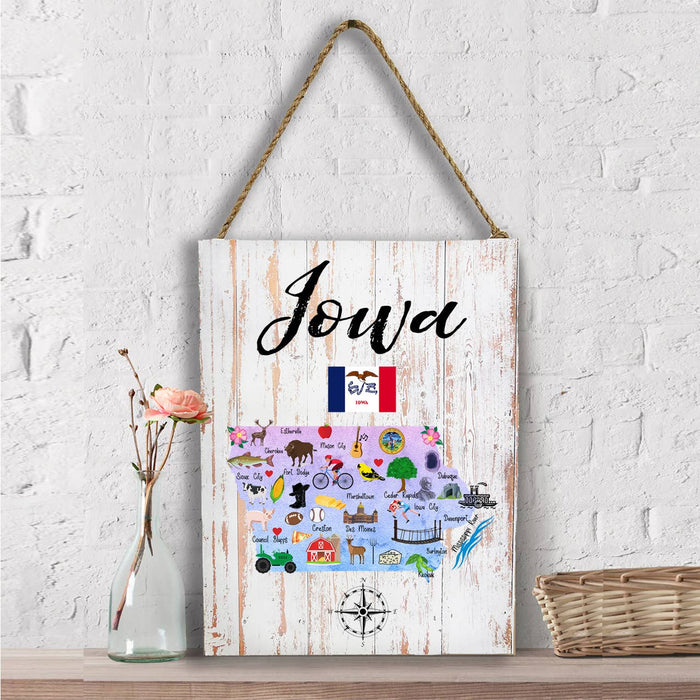 Iowa State Map Souvenir Wall Decor