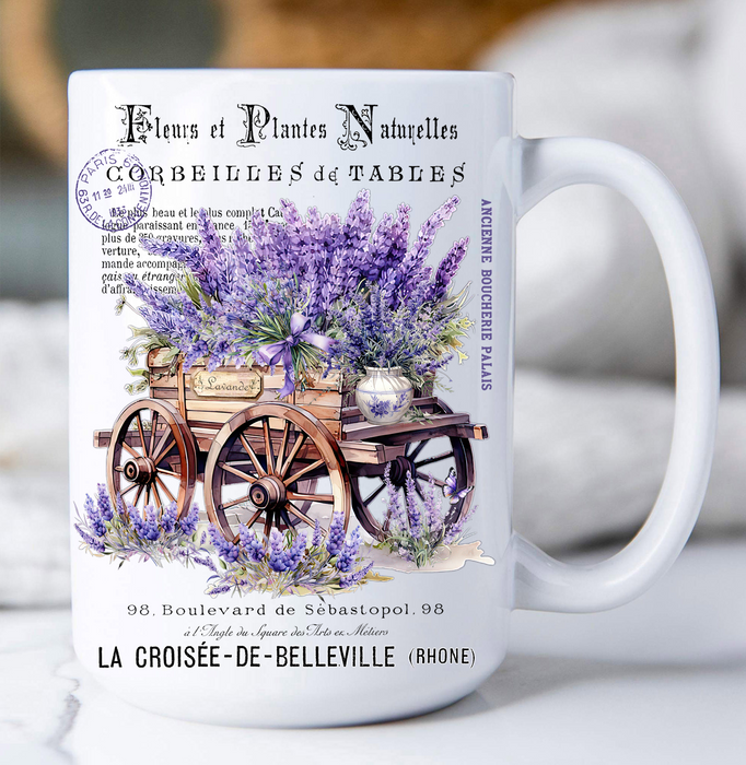 Vintage French Lavender Wagon Coffee Mug