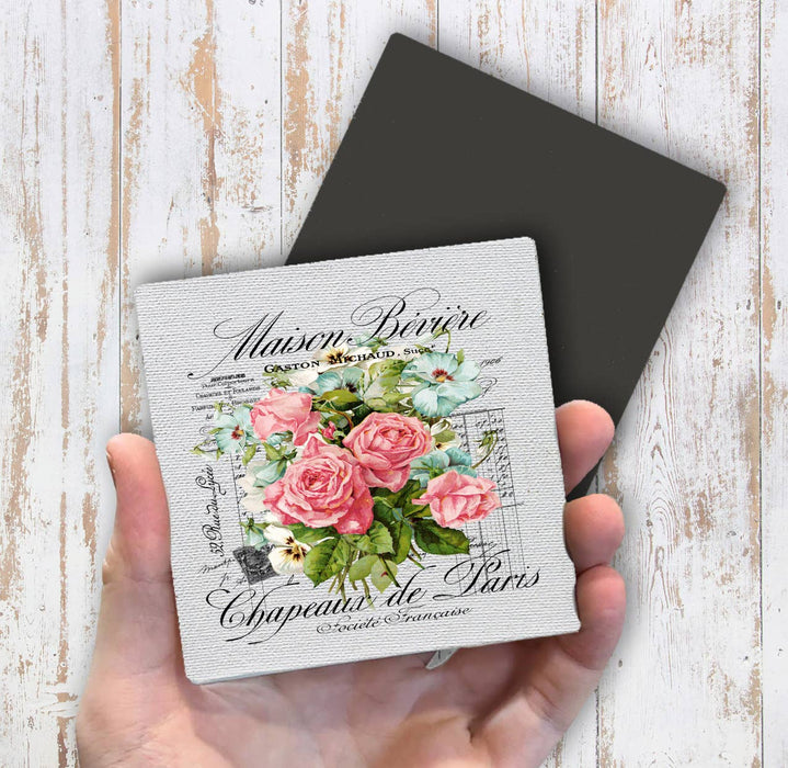 Vintage French Roses Paris Magnet Fridge