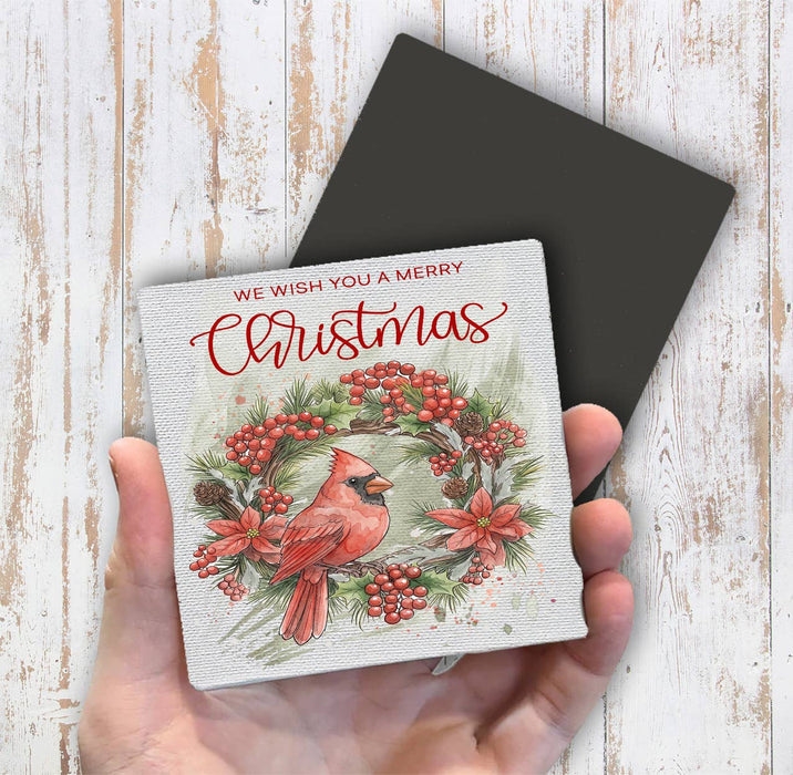 Christmas red Cardinak Wreath Magnet Fridge