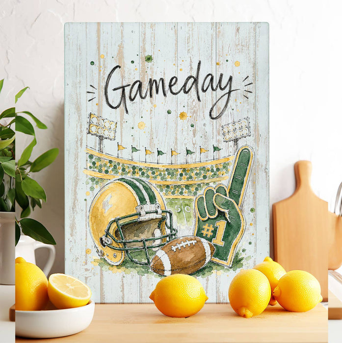 Gameday Football Gold & Green Glass Cutting Board