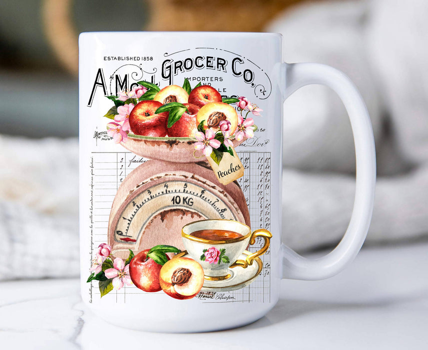 Vintage French Peaches & Tea 15 oz Coffee Mug