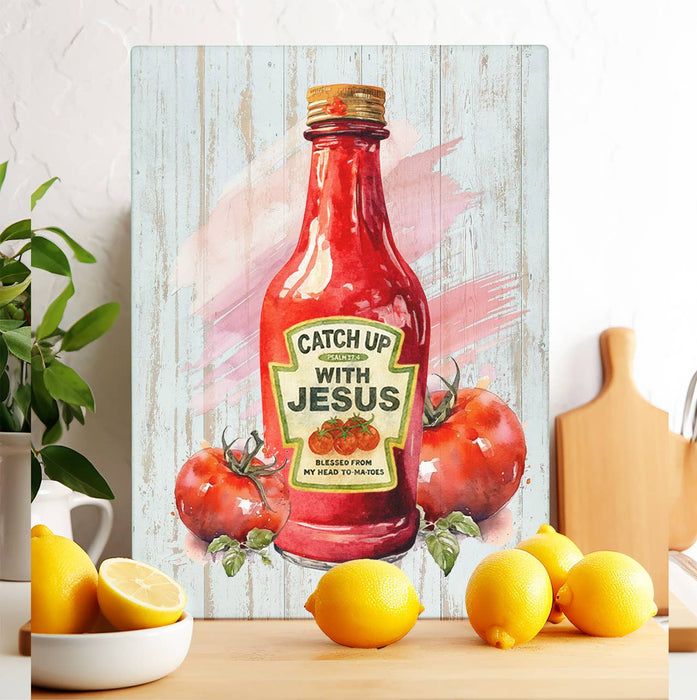 Catch Up with Jesus Spiritual Glass Cutting Board Trivet