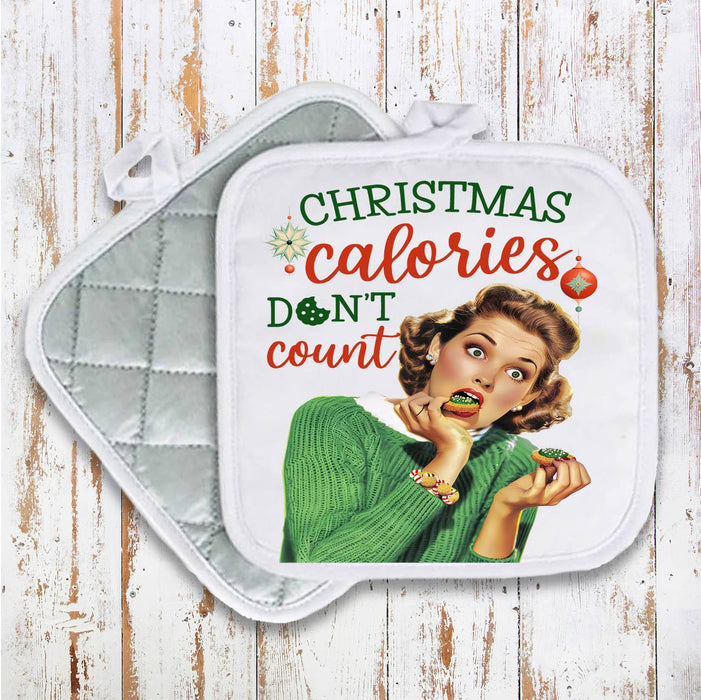 Christmas Funny Calories Don't Count Pot Holder Oven Mitt